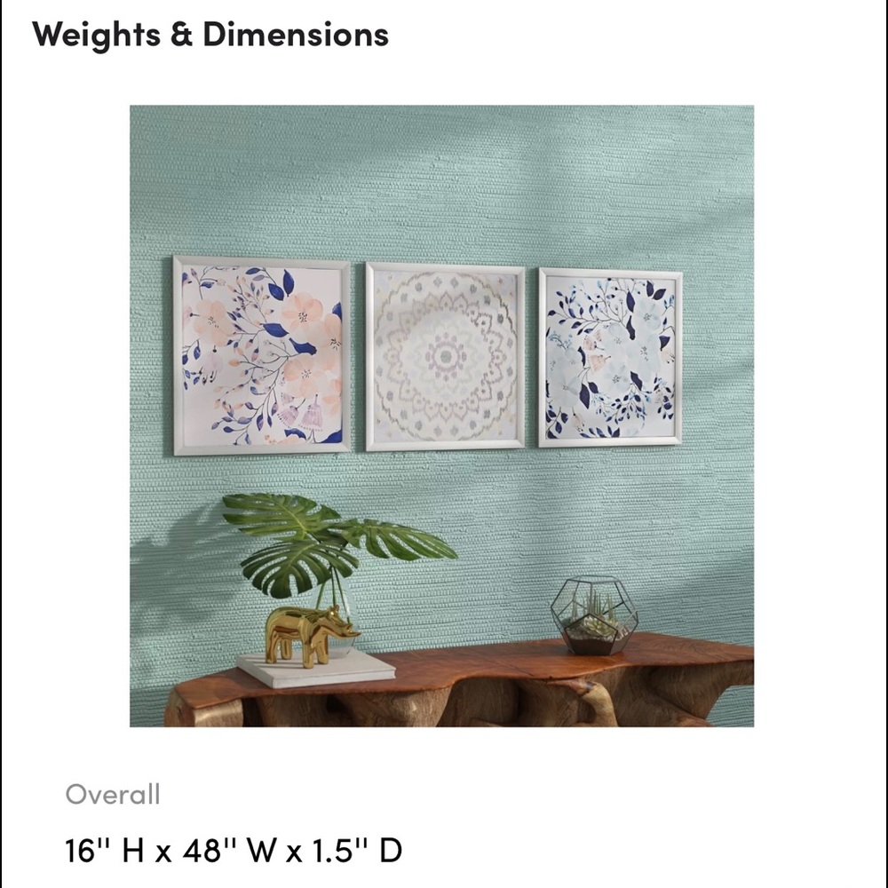A set of 3 framed decorative pictures